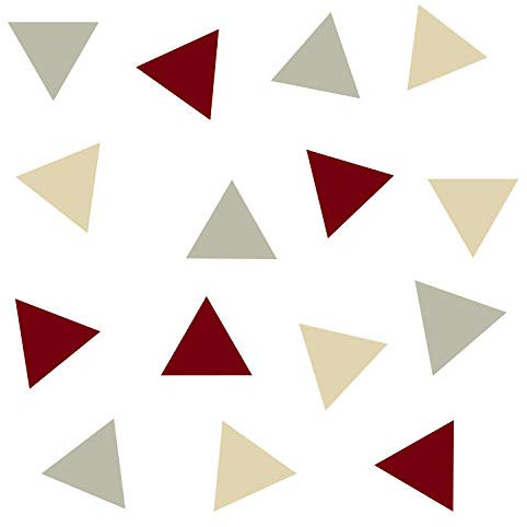 timalo® 48 Stück Große Dreiecke Wandtattoo Kinderzimmer XL Pastell Wandsticker Set – Aufkleber | 73090-SET16-rot-elfen-warmgrau