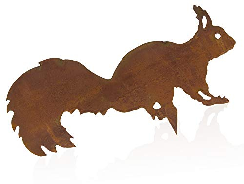 B2S BACK2SEASON Eichhörnchen Stecker Rost Baumstecker Metall Edelrost Deko Gartenstecker Baumspieß Made in Europa