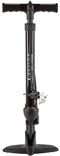 Standpumpe VENTURA, Stahl, schwarz, mit Manometer, mit Universal-Doppelpumpenkopf, mit Adapter für Luftmatratze und Ballnadel