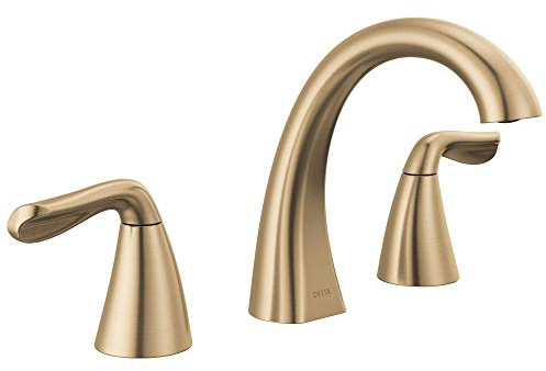 Delta Arvo Brushed Gold Faucet 3 Hole, 8 Inch Widespread Bathroom Sink Faucet for Vanity, Push-Pop Drain Assembly, Champagne Bronze 35840LF-CZ