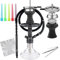 Chicha Kit Complet Motif en Fibre de Carbone Shisha avec Silicone Tuyau Foyer Tête cheminée Pince Embout, 44cm Chicha Petite Taille Base en verre Narguilé Ensemble Complet Dernier Style Noir