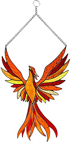 YIWOYI Buntglas-Fensterbehang, gebeizter Phoenix-Glas-Fensterbehang, Acryl-Wandbehang, Vogel-Dekoration, Raumzubehör, skandinavische Dekoration (wie abgebildet)