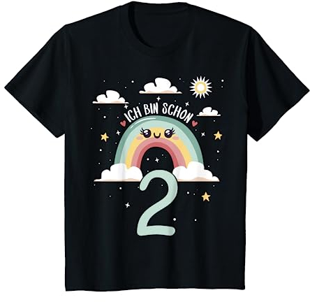 Kinder 2. Geburtstag Kindergeburtstag Zweiter Geburtstag Regenbogen T-Shirt