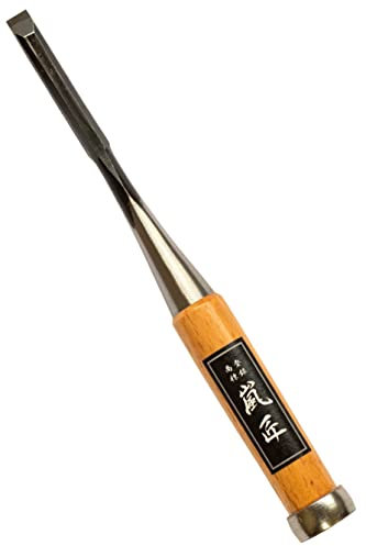 RANSHOU Cincel japonés de 9 mm, cincel de mortaja Oire Nomi, cincel de madera de calidad para carpintería, mango de roble rojo japonés, fabricado en Japón