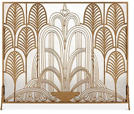 KUYWLMKMZZ Decorative Fireplace Flat Fireplace Screen Spark Protective Cover Fire Screen Isolation Screen Spark Defense Indoor Decorative Fireplace Screens Fireplace Covers Decorative (Color : Gold)