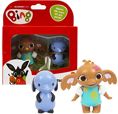 Giochi Preziosi Bing - Coppia di mini personaggi, Sula con i braccioli e il cotumino e Amma che sorride, adatti per le mani dei più piccoli, per bambini a partire dai 18 mesi, BNG10X01
