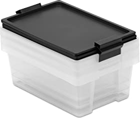 TATAY 3er-Set, Aufbewahrungsboxen, Kapazität 7L, mit Griffen, Deckel aus 100 Prozent recycelten Materialien, Transparent, BPA-frei, Schwarz