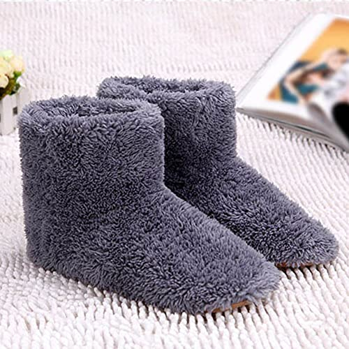 Hilai Foot Warmer,Heated Slippers Rechargeable, USB Electric Heating Shoes Warming Footies for Women Men, Plush Warm Electric Slipper Gray 39-43, 184.0 grams, 1.0 count, Pack of 1