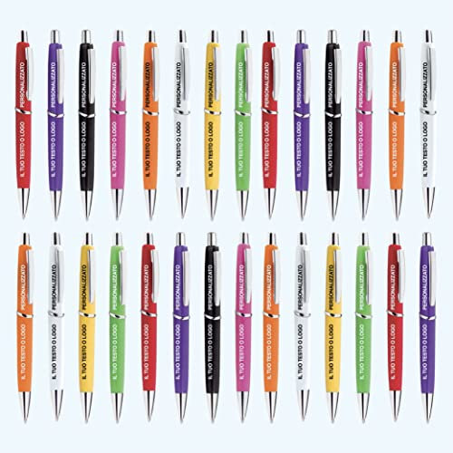 Confezione di penne a sfera personalizzata con stampa di nome, testo, logo, immagine, foto, penna idea regalo anniversario per lui e lei pensione laurea aziendale regali scuola e ufficio (20)