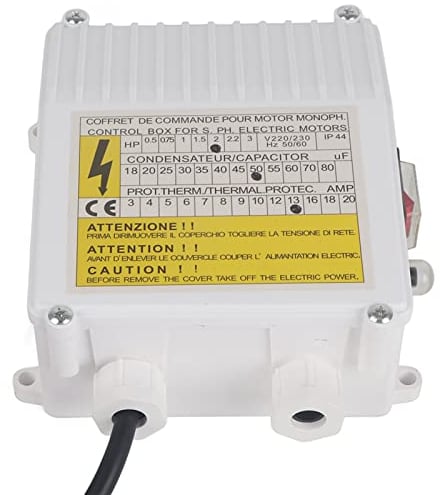 Pumpensteuerung, Pumpensteuerbox, Integrierte Wärmeschutz-Leistungsschaltersteuerung für Tiefbrunnen-Tauchpumpen, Tragbare Wasserpumpen (1500W EU-Stecker 220V)