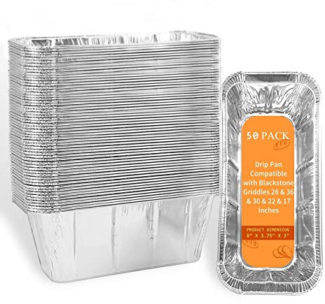 ZWYSLFCY 50-Pack Blackstone Grease Cup Liners, Aluminum Foil Drip Pan Liners Disposable for 17 22 28 36 Blackstone Griddle Accessories Drip Tray Holder Grill Rear Grease Catcher Cup Liners