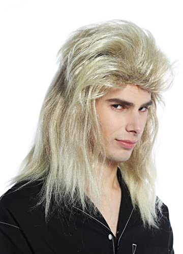WIG ME UP - CW-032-KII12TKB88 Perücke Damen Herren Karneval Fasching Vokuhila Hardrock blond Proll 80er