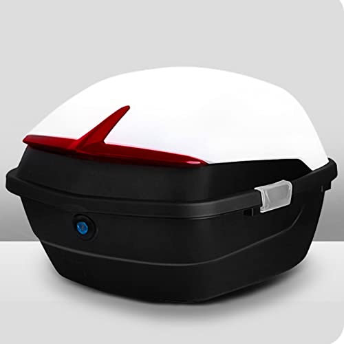 Universelle Motorrad Heckbox, Große Kapazität, Top Lock Aufbewahrungsbox, Wasserdichte und Stoßfeste Motorradhelm Topbox, Gepäckaufbewahrungsbox, für Motorrad Moped Heckbox(Weiss)