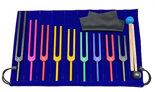 Durratou 9-Teilige Stimmgabeln Aus Solfeggio-Aluminiumlegierung, Therapie-Stimmgabeln