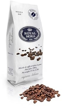 ROYAL MOKA - Caffe in Grani MISCELA BAR, 1 KG - Caffè in grani Espresso Italiano - Caffe grani con diversi Blend - Caffè Grani espresso Bar - Caffè in Chicchi con diverse miscele