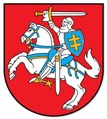 Litauen Wappen K584 Autoaufkleber Sticker Aufkleber 12 cm | Weitere Motivbegriffe: Coat, Arms; Länder- oder Regionenmotiv auf selbstklebender Folie für Fahrzeug und glatte Oberflächen