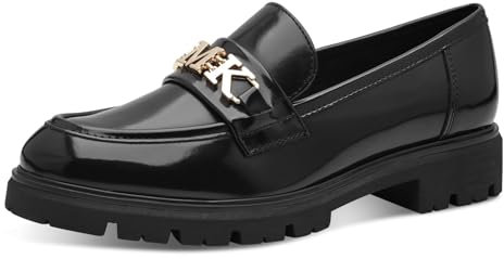 MARCO TOZZI by Guido Maria Kretschmer Damen Loafer ohne Absatz Elegant mit Blockabsatz, Schwarz (Black Brush), 39 EU