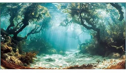 Didooou Fondo de pecera de paisaje natural, fondo de acuario, pegatinas de acuario boutique, 30 cm, 40 cm, 50 cm, 60 cm, 80 cm (océano-4, 30 x 60 cm)