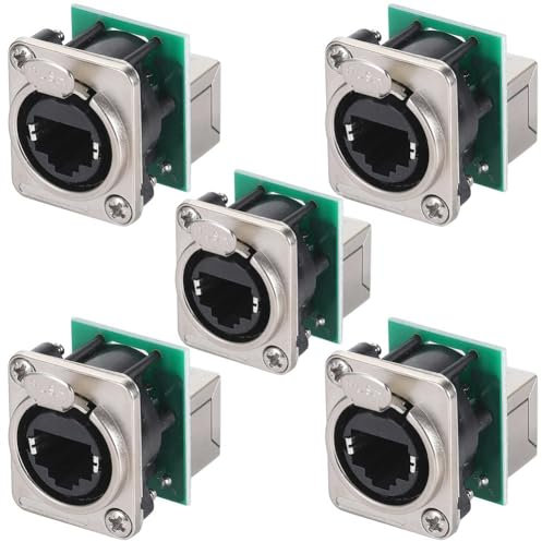 OVNSHVN Prise de châssis Ethercon Rj45, connecteur de panneau vertical D-N8FDP RJ45, connecteur de panneau vertical, série D Cat5 RJ45, durable, installation facile