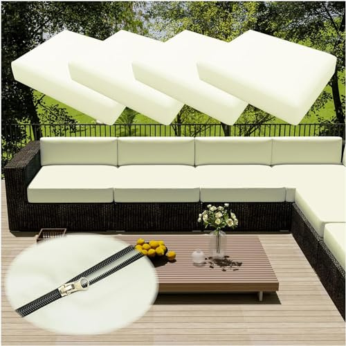 CDPTD Pack of 4 Wasserdichter Sofa,Sitzkissenbezug mit Reißverschluss,Stuhlsitz,Abnehmbarer Bezug, Bezug für drinnen und draußen, Terrasse, Rattanmöbel (TYP-14,60 * 60cm)