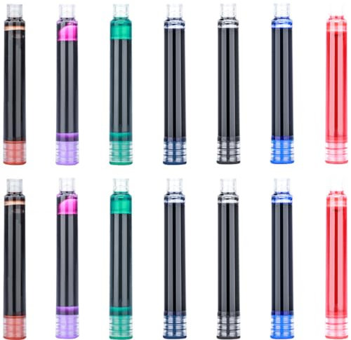 Gullor 35 Pieces Fountain Pen Ink Cartridges with Storage Box, Pen Refills, International Standard Size 2.6 mm Bore Diameter