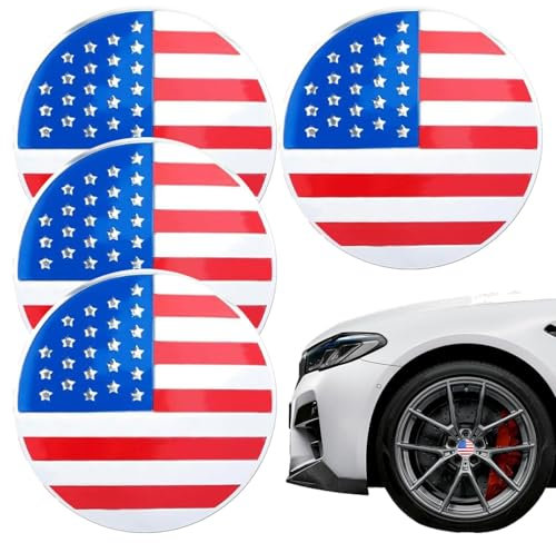 Flaggen-Radmittenabdeckung, Radnaben-Radmittenaufkleber,4 Stück Nabenfelge Auto Radmitte Abdeckungen aus Aluminiumlegierung - Aufkleber für Fahrzeugräder, um patriotische Gefühle für LKW,