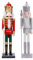 THE TWIDDLERS - 2 Pack Large Silver & Red Wooden Christmas Nutcracker Soldier Ornaments, 50cm / 20 - Handmade with Premium Wood and Moveable Parts, Festive Xmas Decorations