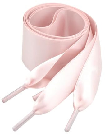 BupiMufi Lacets plats en satin de 4 cm de large, Rose pâle, 130