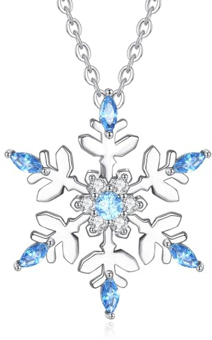 EUDORA Harmony Ball Schneeflocke Kette für Damen Sterling Silber 925, Winter Schöner Schneeflocke Halskette Anhänger Schmuck, Personalisierte Geschenk für Frauen Mama Schwester Freundin, Kette 45cm