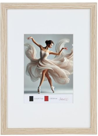IDEAL TREND Holzbilderrahmen mit Passepartout Elegantes Design Foto Rahmen Collage Wanddeko HR-5 Poster: Farbe: Eiche | Format: 15x20