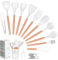 Howephofly Utensilios de Cocina de Silicona 23 Piezas, Set Utensilios de Cocina con Mango de Madera, Resistentes al Calor y Antiadherentes accesorios cocina(Cucharas, Espatula, Pinzas) (Blanco Crema)