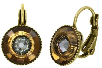 Konplott: Ohrringe Donutissima, moderne runde Glasdrop-Ohrringe mit Kristallstein in der Mitte, für Damen/Frauen (dunkelbraun-grau)