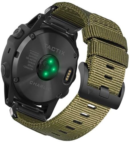 HEMSUT Sport Military Watch Band Compatible with Garmin Fenix 8 51mm/5X Plus/Fenix 7X Fenix 5X/Fenix 5X Plus/Fenix 6X/Fenix 6X Pro/Fenix 3/HR/Descent MK1/D2 Delta PX/D2, 26mm Replacement Strap