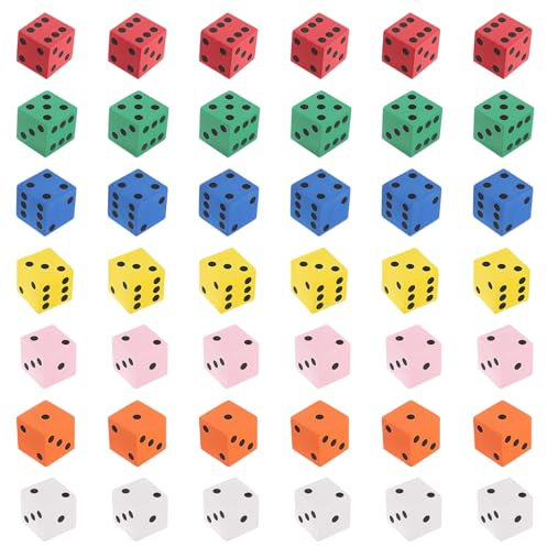 Asitanie 42 Pcs schaumstoffwürfel flüsterwürfel würfel Schaumstoff leise zahlenwürfel softwürfel Kinder Foam dice,Farbwürfel Geschenke für Kindergarten Vorschule Muttertag Geburtstag(Mehrfarbig)