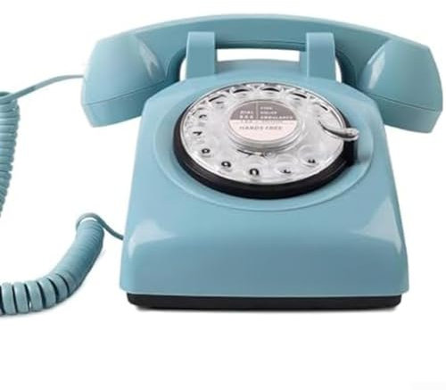 Getdoublerich Telefono vintage con quadrante rotante con pulsante opzione, telefono fisso retrò per casa, ufficio o hotel, design classico anni '60 con suoneria forte