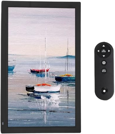 21,5 Zoll Smart Digital Photo Frame, Frames Digital Frame, 2,4 G 5G WiFi 32G 1920x1080 FHD Wandmontage Fernbedienung Digitales Fotorahmen mit App für Fotosvideos (EU-Stecker)