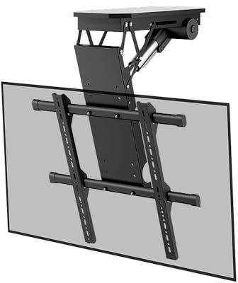 XDAWQP Electric TV Ceiling Mount - Tv Wall Mount,0-85° Flip Down TV Lift,Fits 50-75/50-90 Inch TVs,Supporting Hole Spacing Within 600 * 600mm,With Remote Control And Switch,Easy To Ins,50,90inch TV
