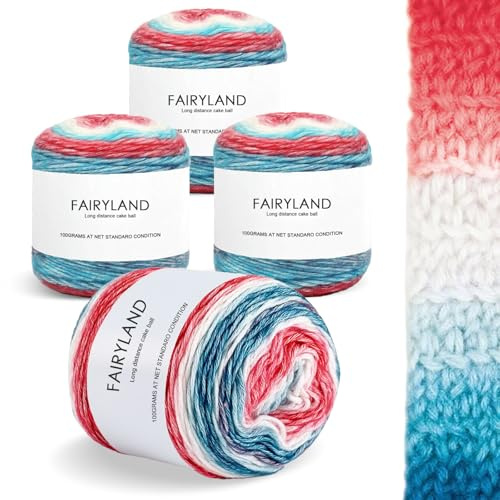 bechoanigel Farbverlaufsgarn, 400g (4x100g) Wolle Farbverlauf Super weich | Garn zum Stricken und Häkeln, ideal für DIY‑Projekte wie Schals, Decken, Kissen sowie Hüte