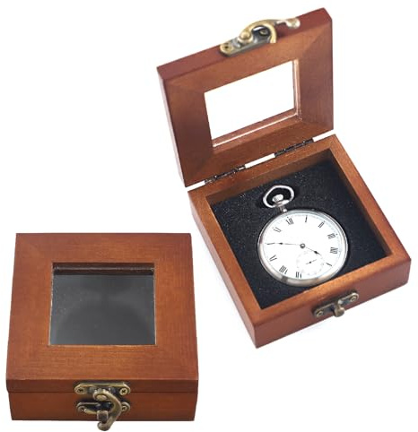 Tiong Vintage-Holz-Uhrenbox mit transparentem Acryl-Deckel, luxuriöse Aufbewahrungsbox, Uhrenschutz, Präsentation, Geschenk-Box