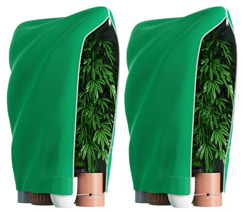 2 Stück Winterschutz für Pflanzen 120x180CM, Winterschutz für Kübelpflanzen mit Reißverschluss & Zugband wiederverwendbarer Frostschutz Pflanzenschutz Winter für Baum Palmen Balkonpflanzen haube