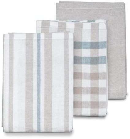 KELA PASADO Geschirrtuch Set 3-teilig Baumwolle 65x45 cm – Küchentücher Grau, saugfähige Geschirrtücher Baumwolle, Küchentextilien für Küche & Haushalt