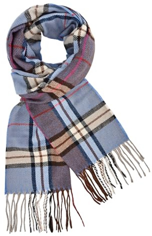 LEHEEYWT Tartan Scarf Men,Warm Cashmere Men's Scarves,Classic Tassel Plaid Winter Scarf For Men Daily (Blue3)
