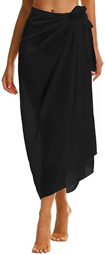 Womens Sarong Summer Beach Coverups Bikini Long Swimsuit Wrap Cover up | soft and stretchy polyester, chic and feminine style touch, soild color sheer cover up for beach and swimwear