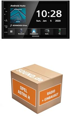Autoradio Einbaupaket für Kenwood DMX5020BTS kompatibel mit Opel Astra H mit Lenkradfernbedienung Schwarz Piano Black | Carplay Android Auto