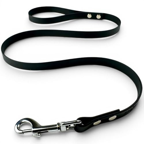 ZAVVIT BioThane Hundeleine 1m – Kurze wasserfeste Führleine mit Handschlaufe – Robuste Premium Hundeleine für Training & Alltag - Made in Germany (Schwarz, 19 mm breit)