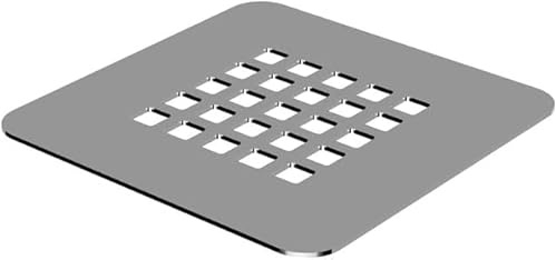 Uranbee Rejilla Cubretapón para Plato de Ducha Stone, Acero Inoxidable, Fácil de Limpiar, 125x125 mm, Color Cromo Acero Cepillado