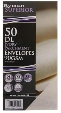 Ryman Parchment Envelopes DL 90gsm Peel & Seal Pack of 50
