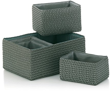 kela Korb-Set Rimossa, 5-teilig, unterschiedliche Größen, PP-Kunststoff, grau, Stoffinnenfutter, ineinander stapelbar, 21783