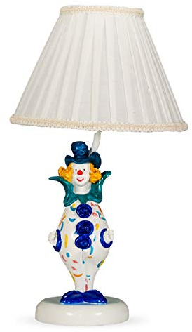 Helios Leuchten 407113 Kinderzimmer Tischleuchte Tischlampe | Kinderzimmerlampe Nachttisch Leuchte | Schreibtisch Lampe Clown | Stoffschirm weiß 1xE14