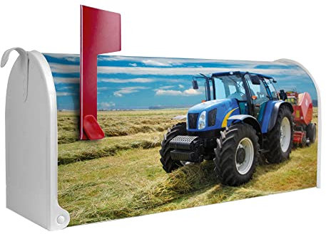 banjado® Amerikanischer Briefkasten - US Mailbox/Letterbox mit Motiv Traktor 51x22x17cm - Postkasten Stahl aus Amerika – Briefkasten amerikanisch pulverbeschichtet